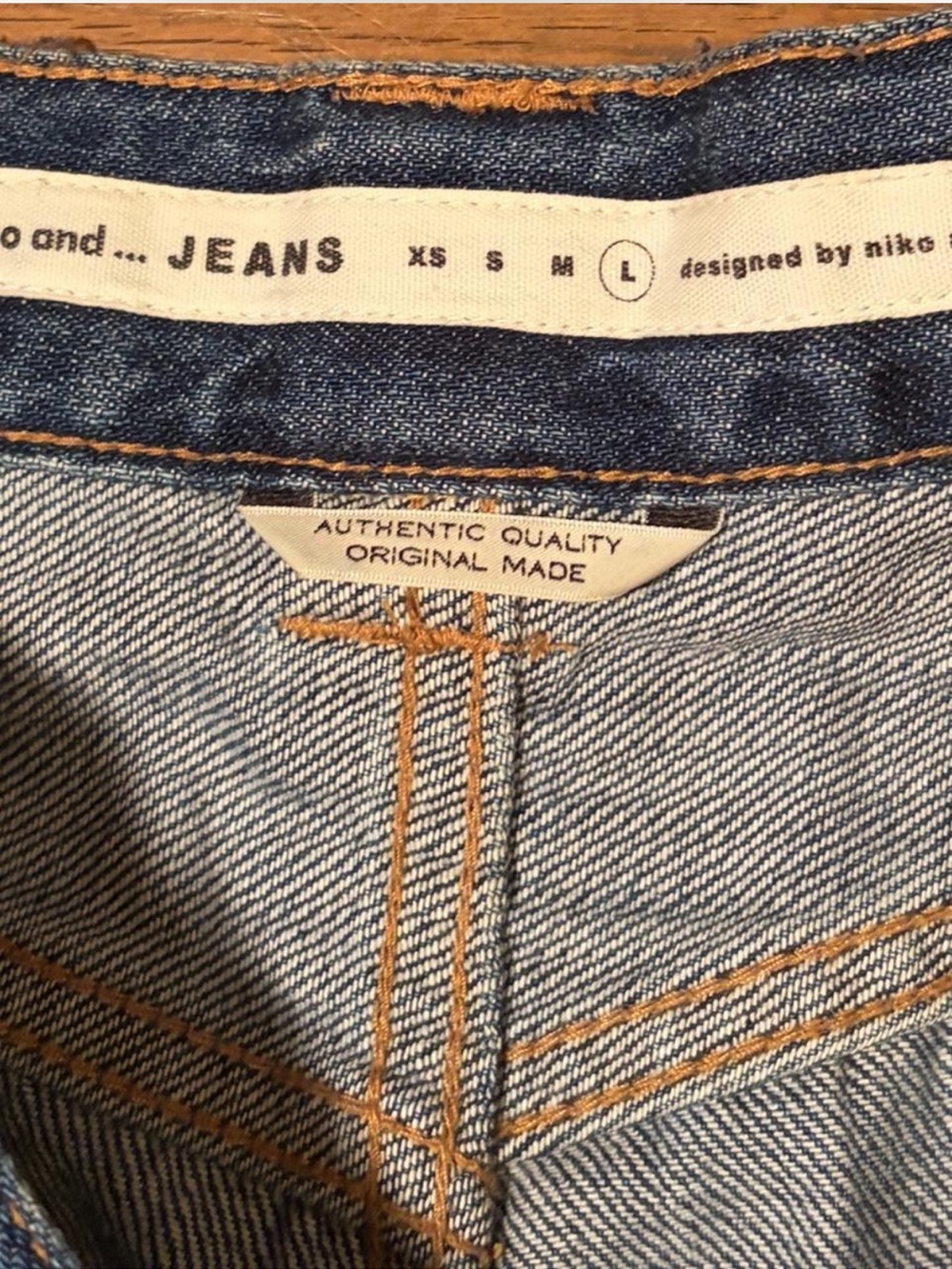 SOLD-LIKE ITEMS IN CLOSET 
Niko and… Wide Leg Patchwork Raw Hem Denim Jeans L - Picture 7 of 8